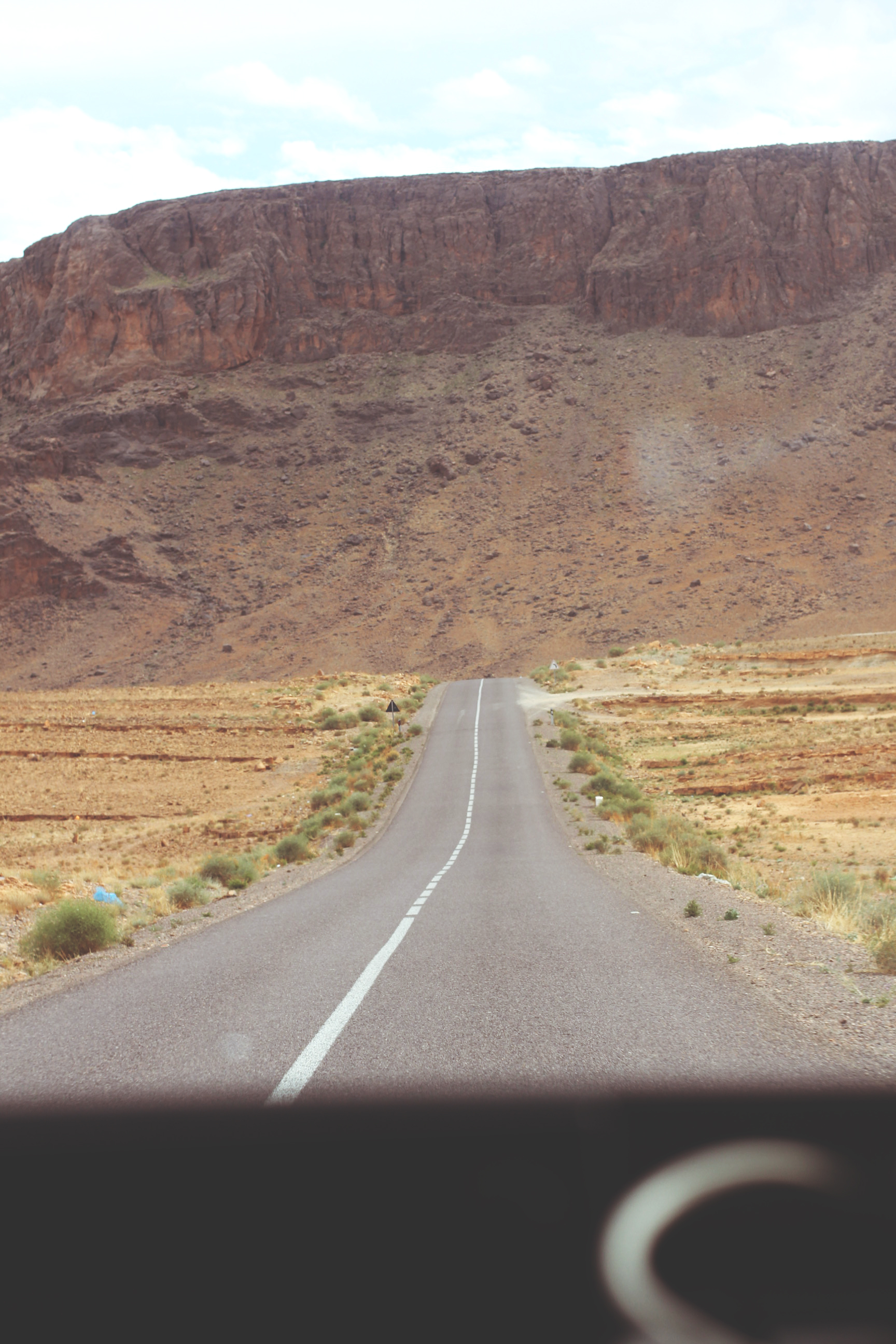 desert mountain in the road