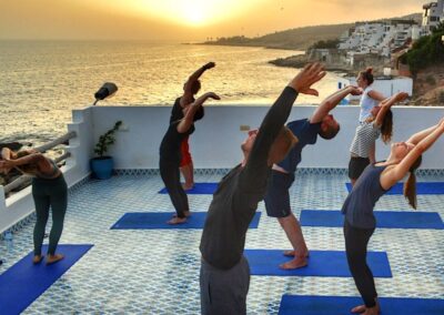 surf and yoga with surf berbere at the camp roof terrace yoga studio